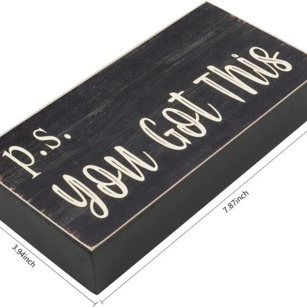 Motivational Home Office‎ Desk Black Decor Farmhouse Wooden Box Sign Gift